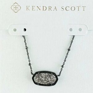 Kendra Scott - Elisa Gunmetal Satellite Pendant Short Necklace in Platinum Drusy